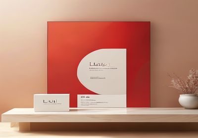 lulu产品界面在现代简约桌面上展示，砖红与奶油色调和谐搭配，体现lulu的高品质视觉设计